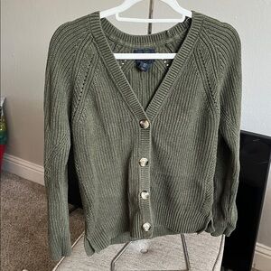 RACHEL Rachel Roy Olive Green Button-Front Knit Cardigan